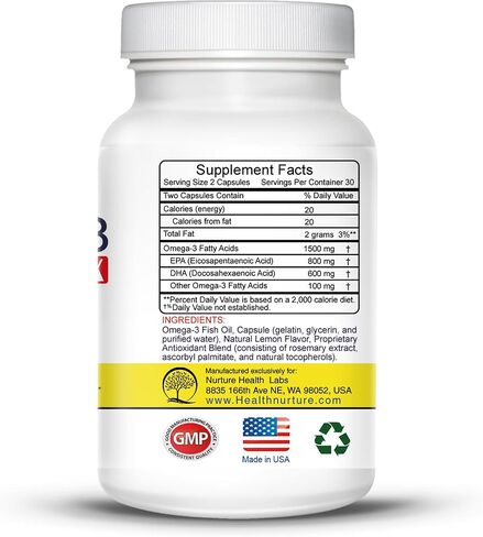 Fish Oil Omega-3 Maximum Strength 1500mg (800 EPA/600 Dha) Pharmaceutical Grade Fish Oil in Saudi Arabia
