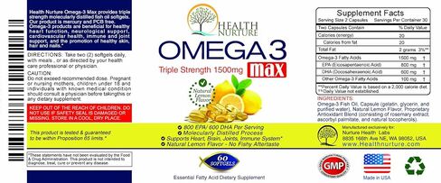 Fish Oil Omega-3 Maximum Strength 1500mg (800 EPA/600 Dha) Pharmaceutical Grade Fish Oil in Saudi Arabia