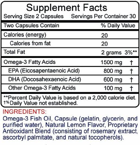 Fish Oil Omega-3 Maximum Strength 1500mg (800 EPA/600 Dha) Pharmaceutical Grade Fish Oil in Saudi Arabia