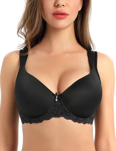 Women's Bra,Underiwre Full Support Bra,Wide Rib Straps T-Shirt Push Up Bra Everydaywear 34C-46DD in Kuwait