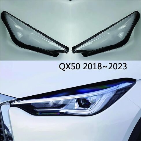 غطاء عدسة أمامي للسيارة متوافق مع إنفينيتي QX50 2018-2023 غطاء أمامي غطاء زجاج أمامي يحل محل أباجورة المصابيح الأصلية (1 قطعة يسار) in Saudi Arabia