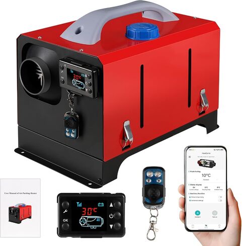 سخان ديزل 8 كيلو وات، سخان انتظار 12 فولت/24 فولت مع التحكم في التطبيق وشاشة LCD، تشغيل وإيقاف تلقائي، لسيارة RV Garage Camper Fishing SUV Car Trailer Camper Van Boat (أفقي) in Saudi Arabia