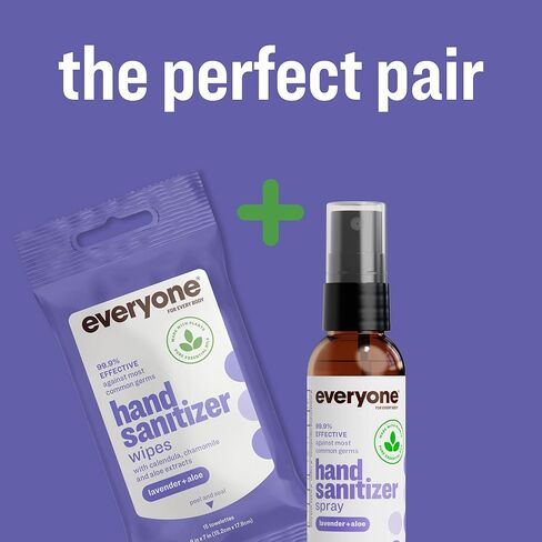 Everyone Hand Sanitizer Spray, 2 Fl Oz (Pack of 6), Lavender and Aloe, Plant Derived Alcohol with Pure Essential Oils, 99% Effective Against Germs in Kuwait