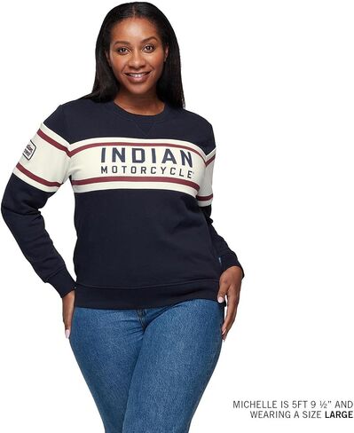 Indian Motorcycle Womenâ€s Colorblock Sweatshirt, Navy in Saudi Arabia