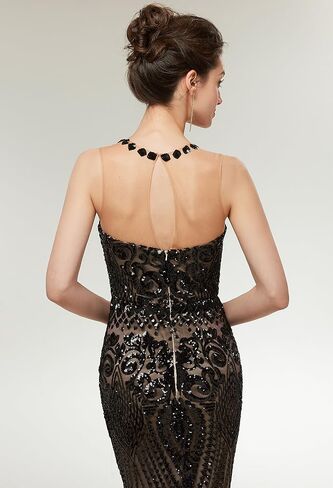 Prom Dress Jewel Sleeveless Mermaid Sequin Evening Dress in Saudi Arabia