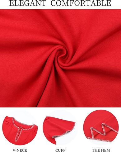 HOULENGS Women's Casual Ruffle Short Sleeve Tops 2025 Summer V Neck Pleated Blouses Loose Business Work Shirts in Saudi Arabia
