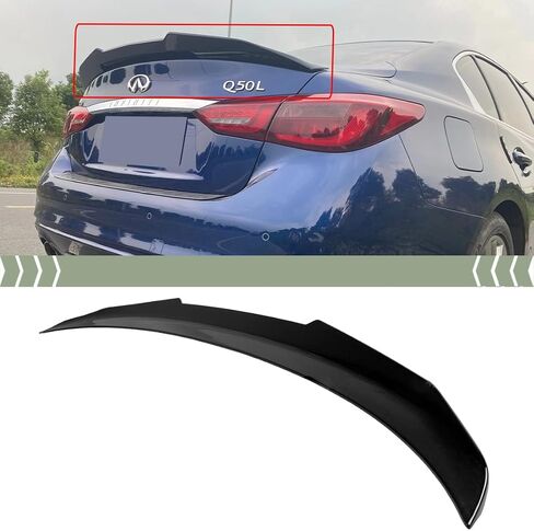 يناسب 2014-2021 إنفينيتي Q50 أسود لامع طراز PSM طراز HIGHKICK DUCKBIL TRUNK SPOILER in Kuwait