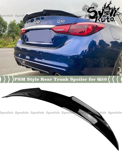 يناسب 2014-2021 إنفينيتي Q50 أسود لامع طراز PSM طراز HIGHKICK DUCKBIL TRUNK SPOILER in Kuwait