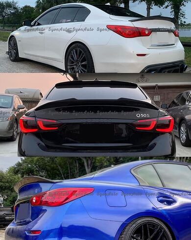 يناسب 2014-2021 إنفينيتي Q50 أسود لامع طراز PSM طراز HIGHKICK DUCKBIL TRUNK SPOILER in Kuwait