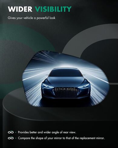 زجاج مرآة جانبية للركاب من SCITOO متوافق مع 2012-2018 لسيارة AUDI A6/A6 QUATTRO/S6 مع زجاج مرآة خارجي يمين محدب من الكروم مع لوحة دعم RM04304-16PB in Saudi Arabia