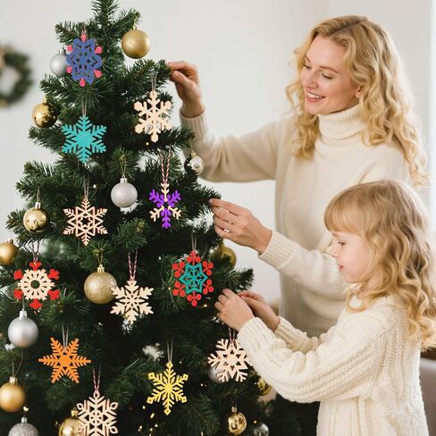 158 Pcs Wooden Christmas Ornaments Unfinished, 50 Pcs Wood Slices for Crafts in 10 Styles with 50 Twine, 50 Colorful Bells & 8 Colorful Pens, DIY Wooden Christmas Ornaments Hanging Decorations in Saudi Arabia