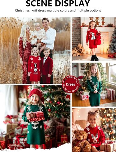 Girls Winter Long Sleeve Holiday Christmas Knit Pullover Sweater Dress in Kuwait