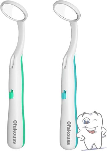 2 Pieces Dental Mirror with Light Anti Fog,Dentist Oral Care Tool,5.90 inches (15cm) Blue & Green Pack of 2 in Saudi Arabia