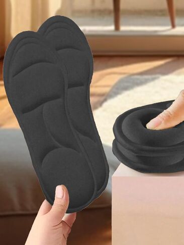 1 Pair 5D Memory Foam Shoe Insoles - Ultra Comfort, Breathable & Adjustable for Men & Women - Arch Support, Pain Relief & All-Day Wear (Black 9.5-10) in Saudi Arabia