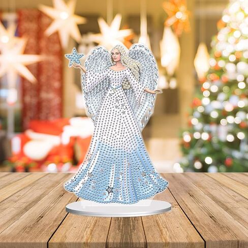 5D Diamond Art Painting Ornaments Kits Christmas Wreath, DIY Diamond Art Painting Desktop Ornament, Special Shaped Crystal Rhinestone Diamond Art Table Top Home Office Christmas Decor (24.1x23.5cm) in Kuwait