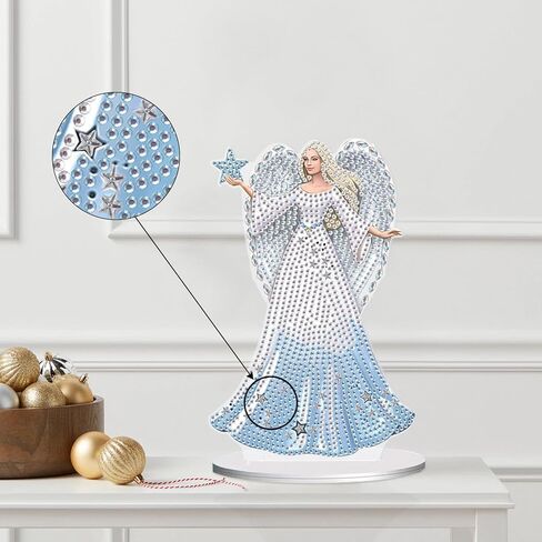 5D Diamond Art Painting Ornaments Kits Christmas Wreath, DIY Diamond Art Painting Desktop Ornament, Special Shaped Crystal Rhinestone Diamond Art Table Top Home Office Christmas Decor (24.1x23.5cm) in Kuwait