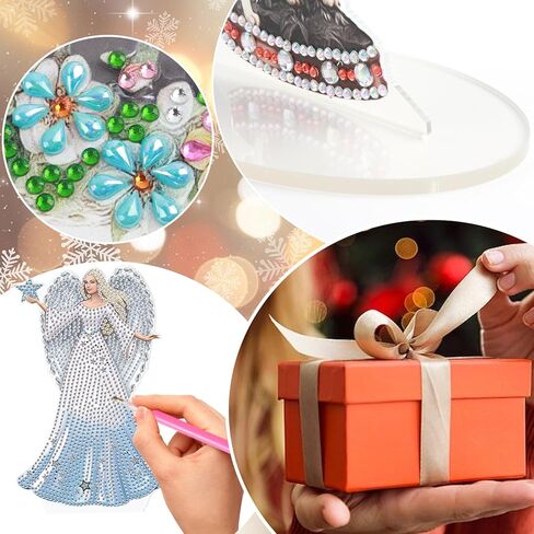 5D Diamond Art Painting Ornaments Kits Christmas Wreath, DIY Diamond Art Painting Desktop Ornament, Special Shaped Crystal Rhinestone Diamond Art Table Top Home Office Christmas Decor (24.1x23.5cm) in Kuwait