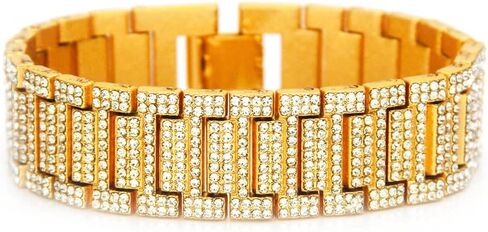 EMESLY Solid Miami Cuban Link Chain Gold/Silver Necklace (16, 18, 20, 22, 24 Inches Length); Hip Hop Bracelet (8" Length) for Men & Women; Perfect Iced Out Bling Jewelry Gift in Saudi Arabia