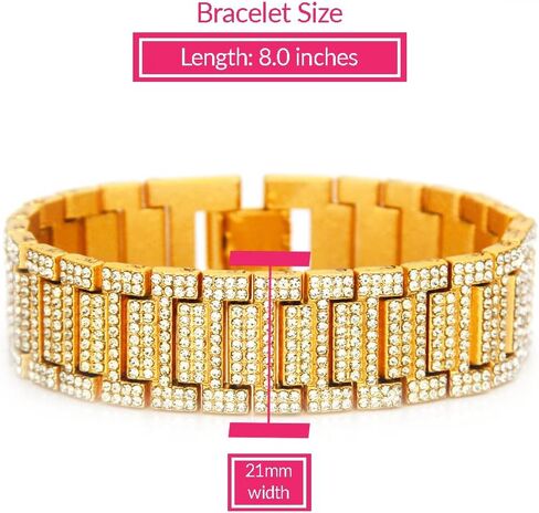 EMESLY Solid Miami Cuban Link Chain Gold/Silver Necklace (16, 18, 20, 22, 24 Inches Length); Hip Hop Bracelet (8" Length) for Men & Women; Perfect Iced Out Bling Jewelry Gift in Saudi Arabia