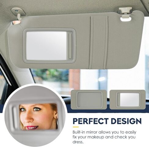 Right Passenger Side Sun Visor with Light Fit for Toyota Camry (Only Fit Models with Sunroof) 2007 2008 2009 2010 2011, Replace for 74310-06770-B0 (Beige) in Saudi Arabia