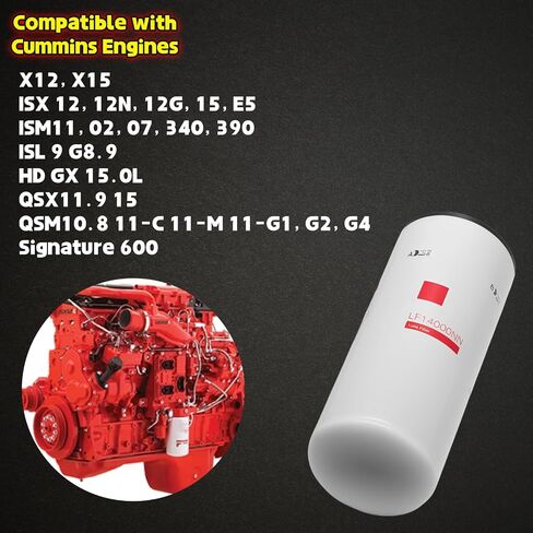 فلتر الزيت/التشحيم LF14000NN يناسب محركات الديزل Cummins ISX ISM QSX QSM QST X15 M11 المتوافقة مع LF9080 LF9001 LF14000NN P559000 4367100 BD7154 57746XD (عبوة واحدة LF14000NN) in Saudi Arabia