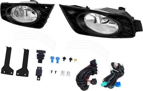 Front Fog Light Pair Compatible with 2008-2010 Honda Odyssey Bumper Fog Lamp Assembly Clear Lens Plastic+Glass Replacement for HO2592121 HO2593121 LH & RH in Kuwait