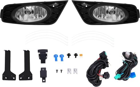 Front Fog Light Pair Compatible with 2008-2010 Honda Odyssey Bumper Fog Lamp Assembly Clear Lens Plastic+Glass Replacement for HO2592121 HO2593121 LH & RH in Kuwait