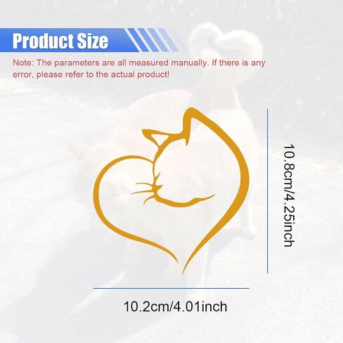 Cute Cat Heart Reflective Sticker Car Decal, 4.25'' x 4.01'' Vinyl Waterproof Stickers Auto Window Decals, Fun Aesthetic Car Bumper Decoration Sticker for Mirror, Laptop, Bottle (Colorful) in Saudi Arabia
