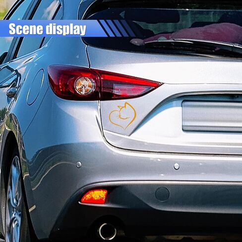 Cute Cat Heart Reflective Sticker Car Decal, 4.25'' x 4.01'' Vinyl Waterproof Stickers Auto Window Decals, Fun Aesthetic Car Bumper Decoration Sticker for Mirror, Laptop, Bottle (Colorful) in Saudi Arabia