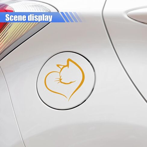 Cute Cat Heart Reflective Sticker Car Decal, 4.25'' x 4.01'' Vinyl Waterproof Stickers Auto Window Decals, Fun Aesthetic Car Bumper Decoration Sticker for Mirror, Laptop, Bottle (Colorful) in Saudi Arabia