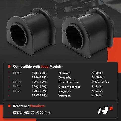 A-Premium 2 x Front To Frame Sway Bar Bushing Kit, Compatible with Jeep Grand Cherokee 1993-1998, Wrangler 1987-1995, Cherokee 1984-2001, Comanche 1986-1992, Grand Wagoneer, Wagoneer in Saudi Arabia