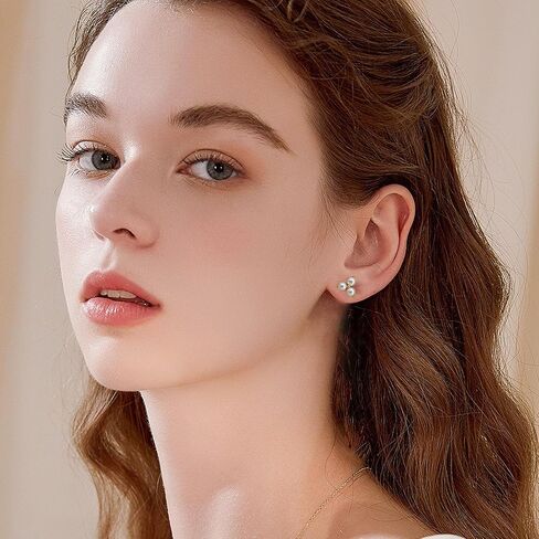 Pearl Earrings for Women 14K Gold Earrings for Women Gold Studs Earring for Womens Pearls Stud Triangular Shape and Soft Luster Pearl Stud Earring for Womens 9mm in Saudi Arabia