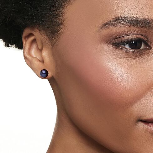 Ross-Simons 8-9mm Black Cultured Pearl Stud Earrings in 14kt White Gold in Saudi Arabia