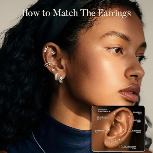 Florideco Small Stud Hoop Earrings for Women - Hypoallergenic 14K Gold Plated Surgical Steel Flat Back Earrings, Stackable Cartilage Earring Sets for Multiple Piercing Trendy Earring Stacks, 7 Pairs in Saudi Arabia