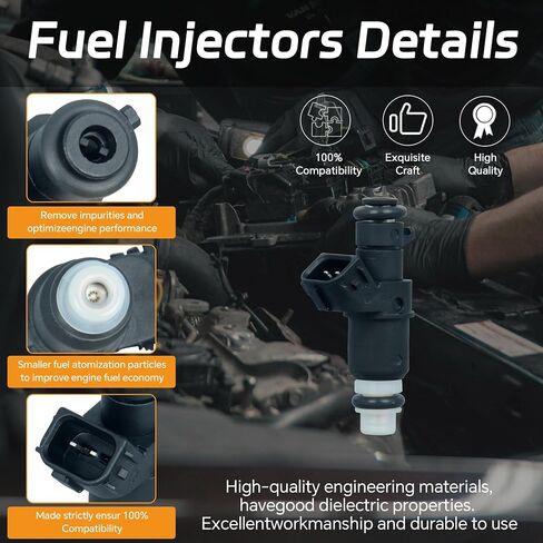 FJ485 8-holes Fuel Injectors Compatible with Acura MDX/TL, Honda Accord/Odyssey/Pilot/Ridgeline, 16450-RCA-A01 6pcs in Saudi Arabia