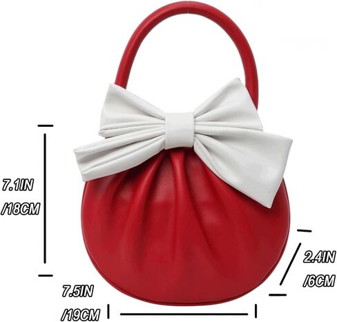 Mini Bow Purse Women Cute Pleated Faux Leather Top Handle Handbag Y2K Retro Chic Pocketbooks in Saudi Arabia