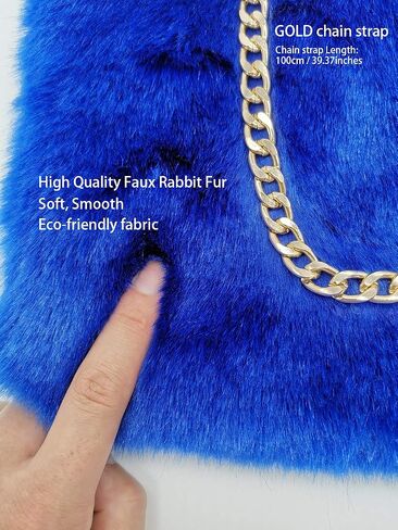 FHQHTH Faux Fox Fur Purse Fuzzy Handbags for Women Evening Handbags Al alloy Shoulder Strap in Saudi Arabia