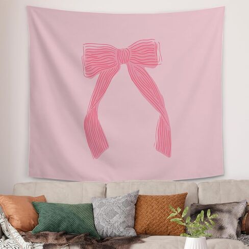 Coquette Pink Bow Preppy نسيج الجدار شنقا، جرلي Preppy القوس غرفة جدار بطانية ديكور لغرفة النوم النوم، 50x60 بوصة in Saudi Arabia
