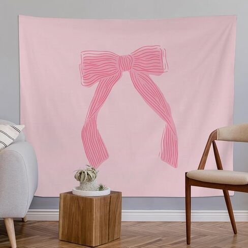Coquette Pink Bow Preppy نسيج الجدار شنقا، جرلي Preppy القوس غرفة جدار بطانية ديكور لغرفة النوم النوم، 50x60 بوصة in Saudi Arabia