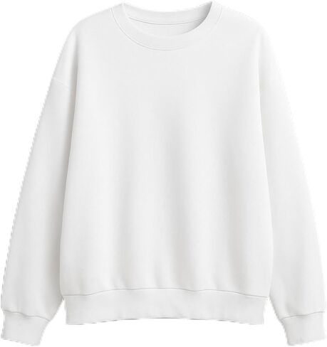 Women's Classic White Crewneck Sweatshirt, Loose Fit, Long Sleeve in Saudi Arabia