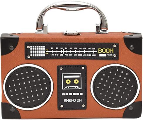 Vintage Radio Clutch Handbag Leather Top Handle Crossbody Shoulder Bag in Saudi Arabia