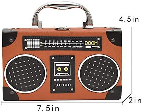 Vintage Radio Clutch Handbag Leather Top Handle Crossbody Shoulder Bag in Saudi Arabia