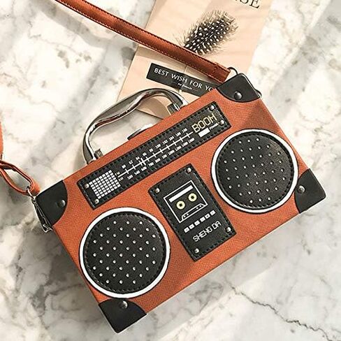 Vintage Radio Clutch Handbag Leather Top Handle Crossbody Shoulder Bag in Saudi Arabia