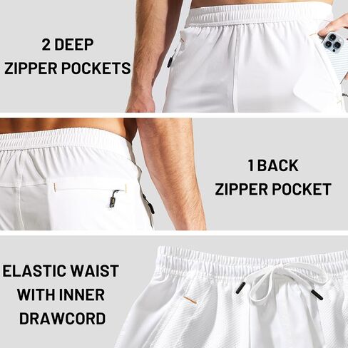 Men's Athletic Running Shorts Quick Dry Workout Gym Shorts 7" Lightweight Sports Basketball Tennis Hiking, Zipper Pocket in Saudi Arabia