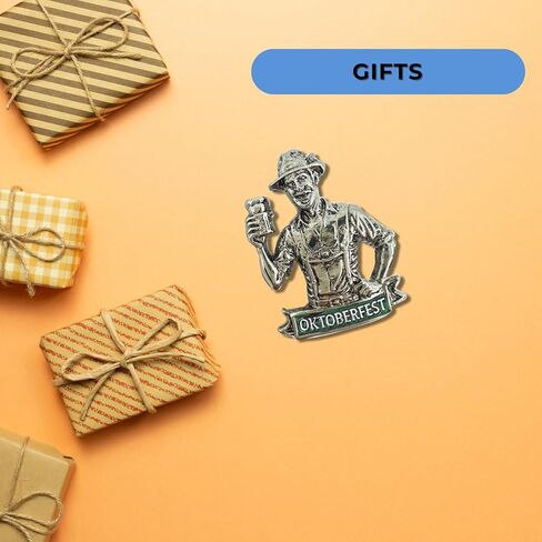 دبابيس القبعة الألمانية من Festival Man Oktoberfest مع لافتة Oktoberfest - دبابيس Oktoberfest التي يجب اقتناؤها مع مشبك معدني يمكن تحصيلها لقبعة جبال الألب الألمانية من Oktoberfest Haus in Kuwait