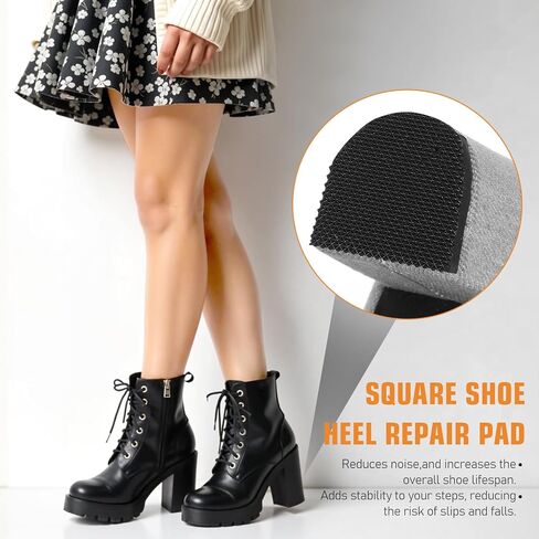 16pcs High Heels Patch, Rubber Boot Heel Replacement Square Sole Repair Tips Stickers Anti Heel Caps High Heel Tread Pad Non Slip Heel Protectors(6.2x6.2x0.4cm) in Saudi Arabia