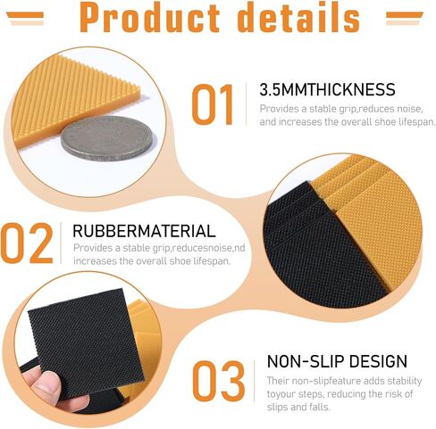 16pcs High Heels Patch, Rubber Boot Heel Replacement Square Sole Repair Tips Stickers Anti Heel Caps High Heel Tread Pad Non Slip Heel Protectors(6.2x6.2x0.4cm) in Saudi Arabia