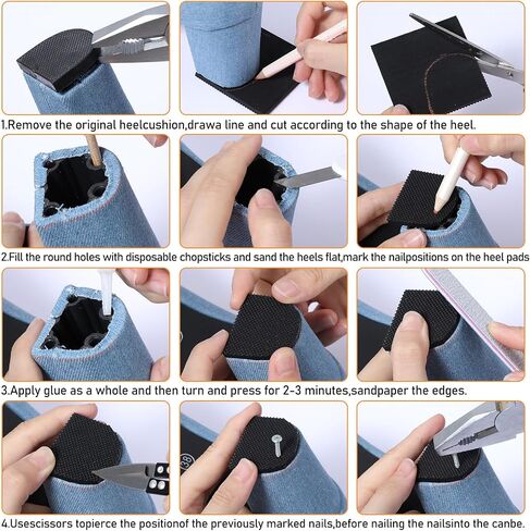 16pcs High Heels Patch, Rubber Boot Heel Replacement Square Sole Repair Tips Stickers Anti Heel Caps High Heel Tread Pad Non Slip Heel Protectors(6.2x6.2x0.4cm) in Saudi Arabia