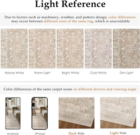 8x10 Area Rug Washable Vintage Living Room Bedroom Carpet Indoor Large Non Slip Soft Low Pile Thin Beige Rug Retro Accent Throw Office Dining Room in Kuwait