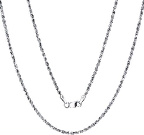 Nuragold 10k Real White Gold 1.8mm Rope Chain Diamond Cut Necklace (14"-30") Italian Jewelry for Men & Women in Saudi Arabia